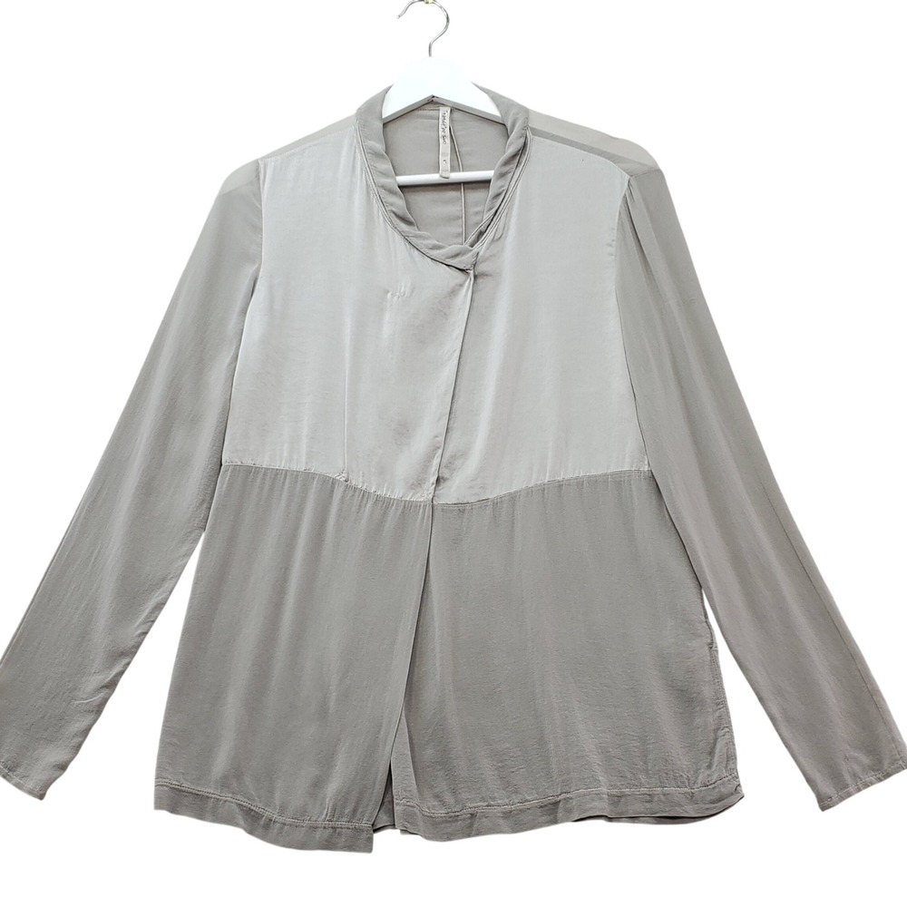 Transit par Such Silk Blend Top Womens L Taupe Italy Quiet Luxury Capsule